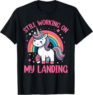 Still Working On My Landing Injury Broken Arm Cute Unicorn T-Shirt - T-Shirt | Black