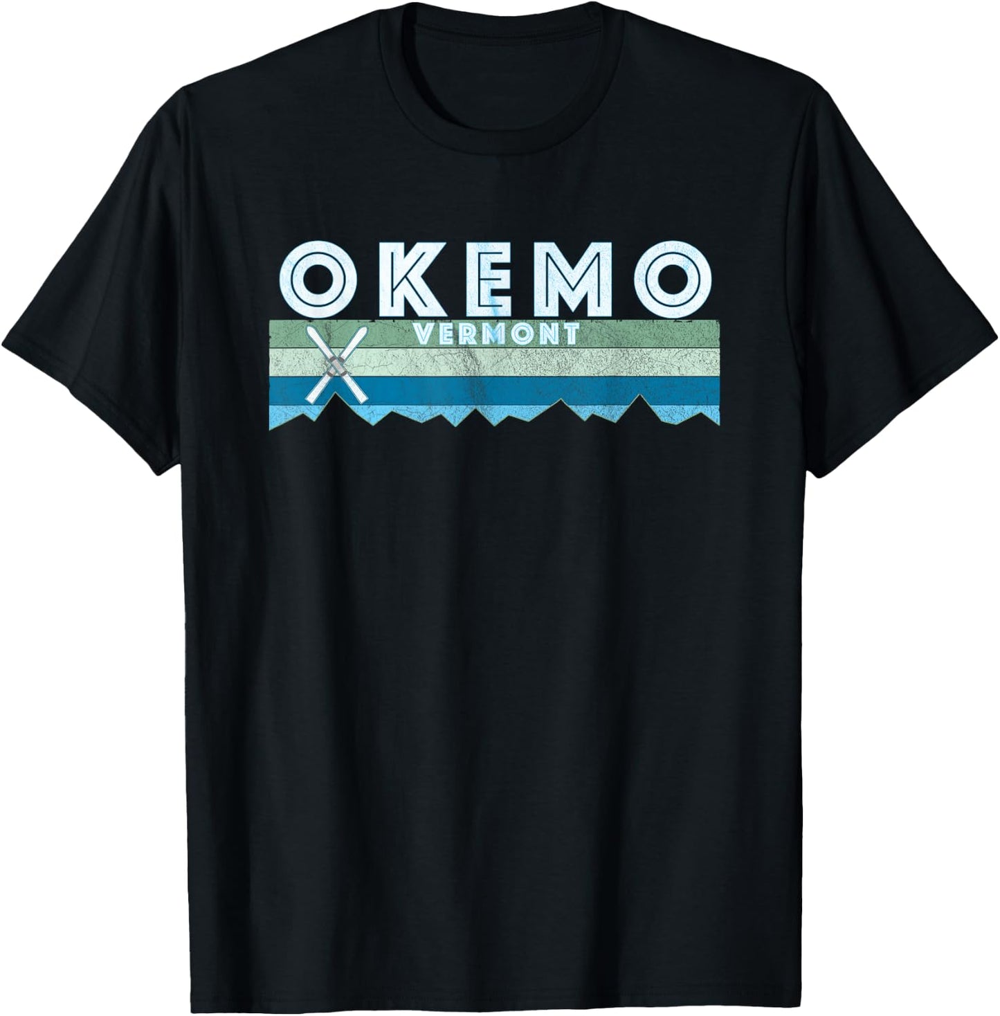 Vintage Okemo Vermont Ski Retro - Blue, , Short Sleeve, , Small T-Shirt - T-Shirt | Black