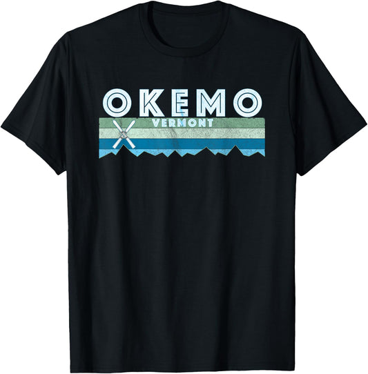Vintage Okemo Vermont Ski Retro - Blue, , Short Sleeve, , Small T-Shirt - T-Shirt | Black
