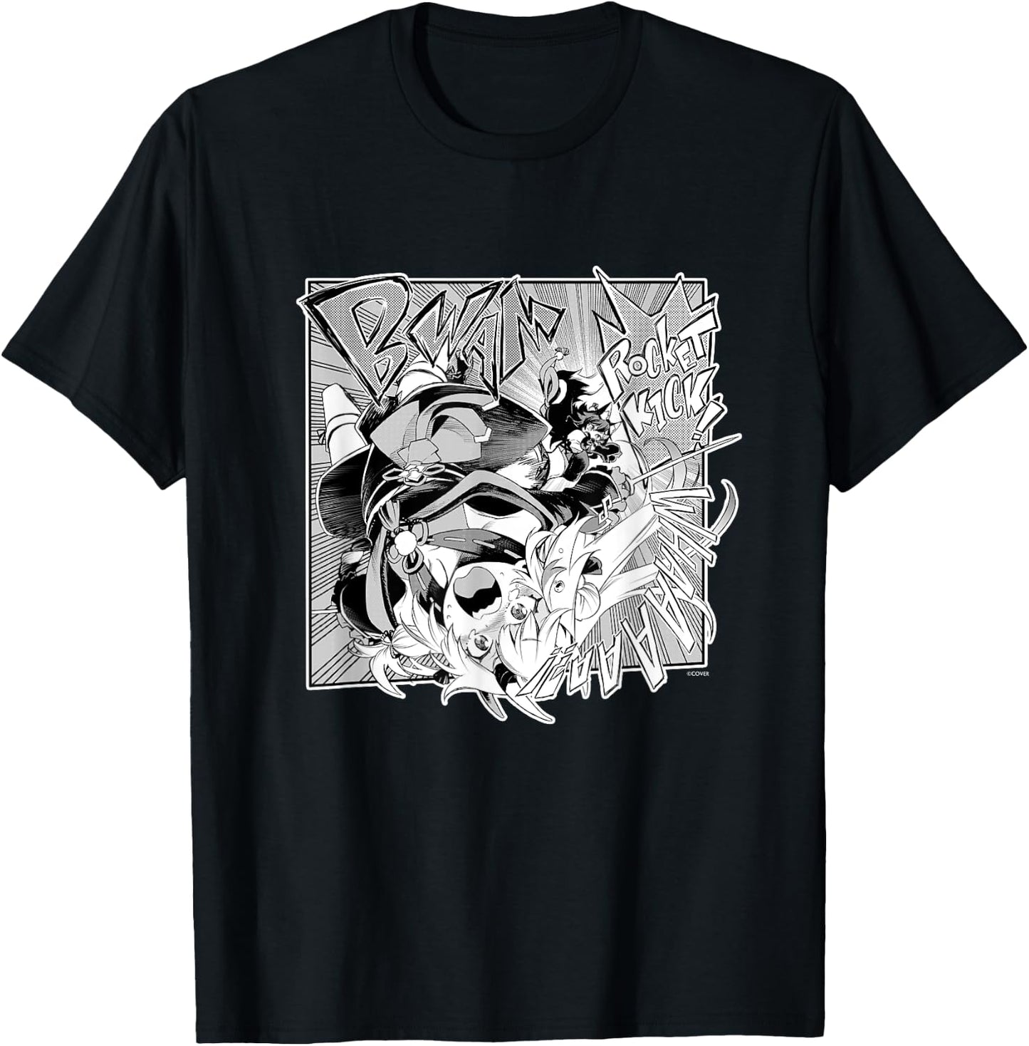 〈Nakiri Ayame〉"Yamato Phantasia" Manga Panel (English) T-Shirt - T-Shirt | Black