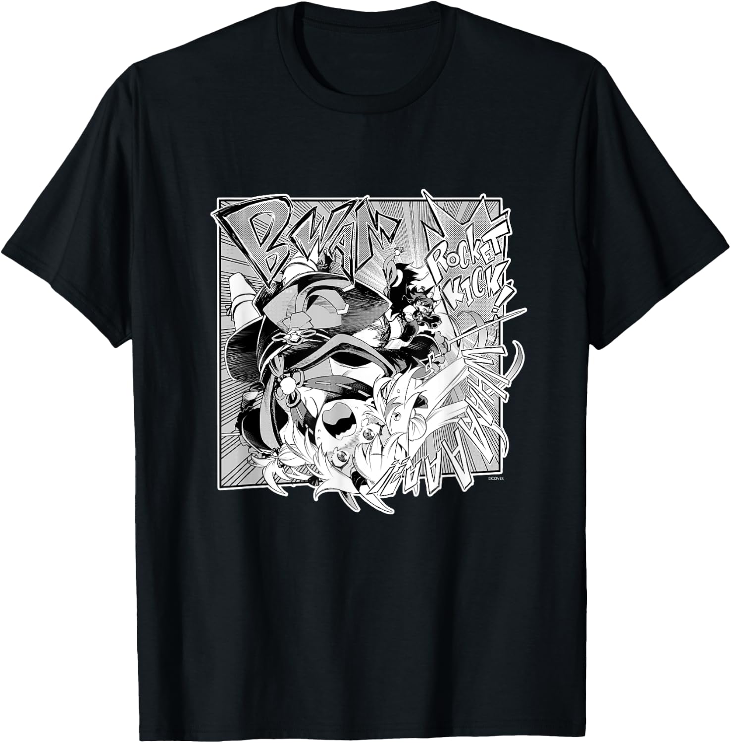 〈Nakiri Ayame〉"Yamato Phantasia" Manga Panel (English) T-Shirt - T-Shirt | Black