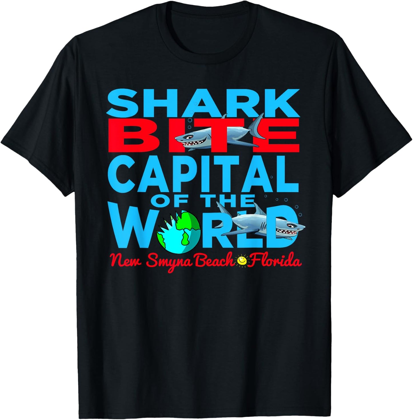 Shark Bite Capital In The World New Smyrna Daytona Beach FLA T-Shirt - T-Shirt | Black