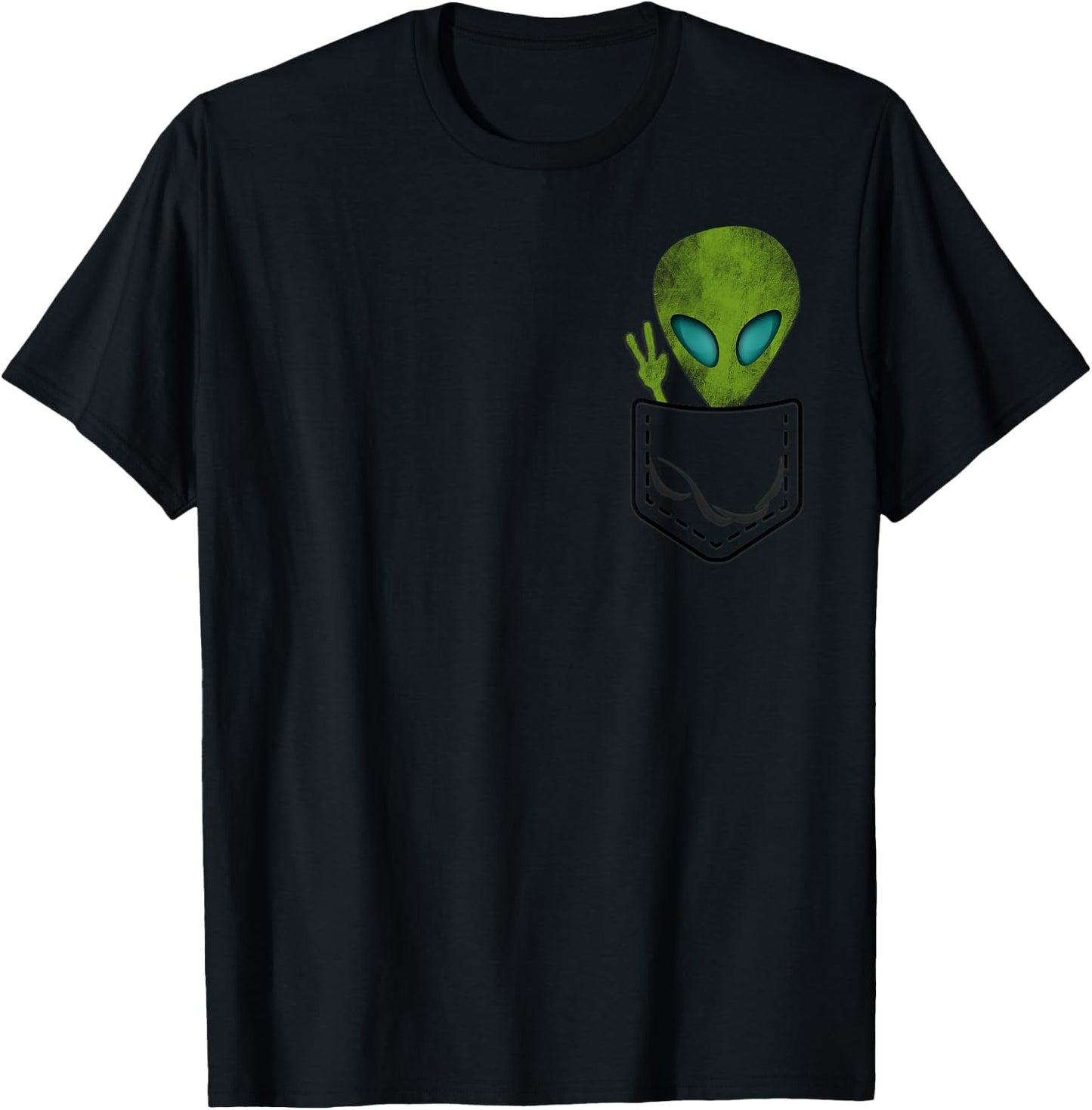 Alien Pocket Cool Funny Cute Peace UFO Gift T-Shirt - T-Shirt | Black