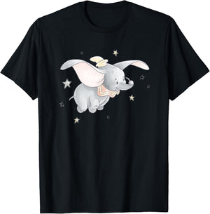 Disney Classic Dumbo and Magic Feather Watercolor T-Shirt - T-Shirt | Black