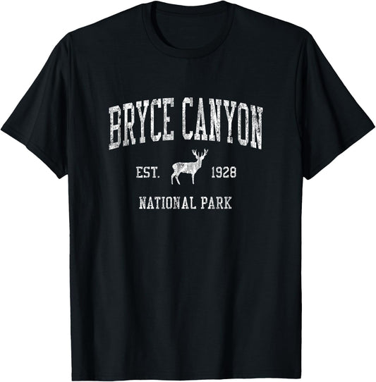 Bryce Canyon Vintage National Park Sports Design T-Shirt - T-Shirt | Black