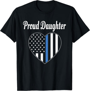 Proud Daughter of Police Officer - Law Enforcement Support T-Shirt - T-Shirt | Black