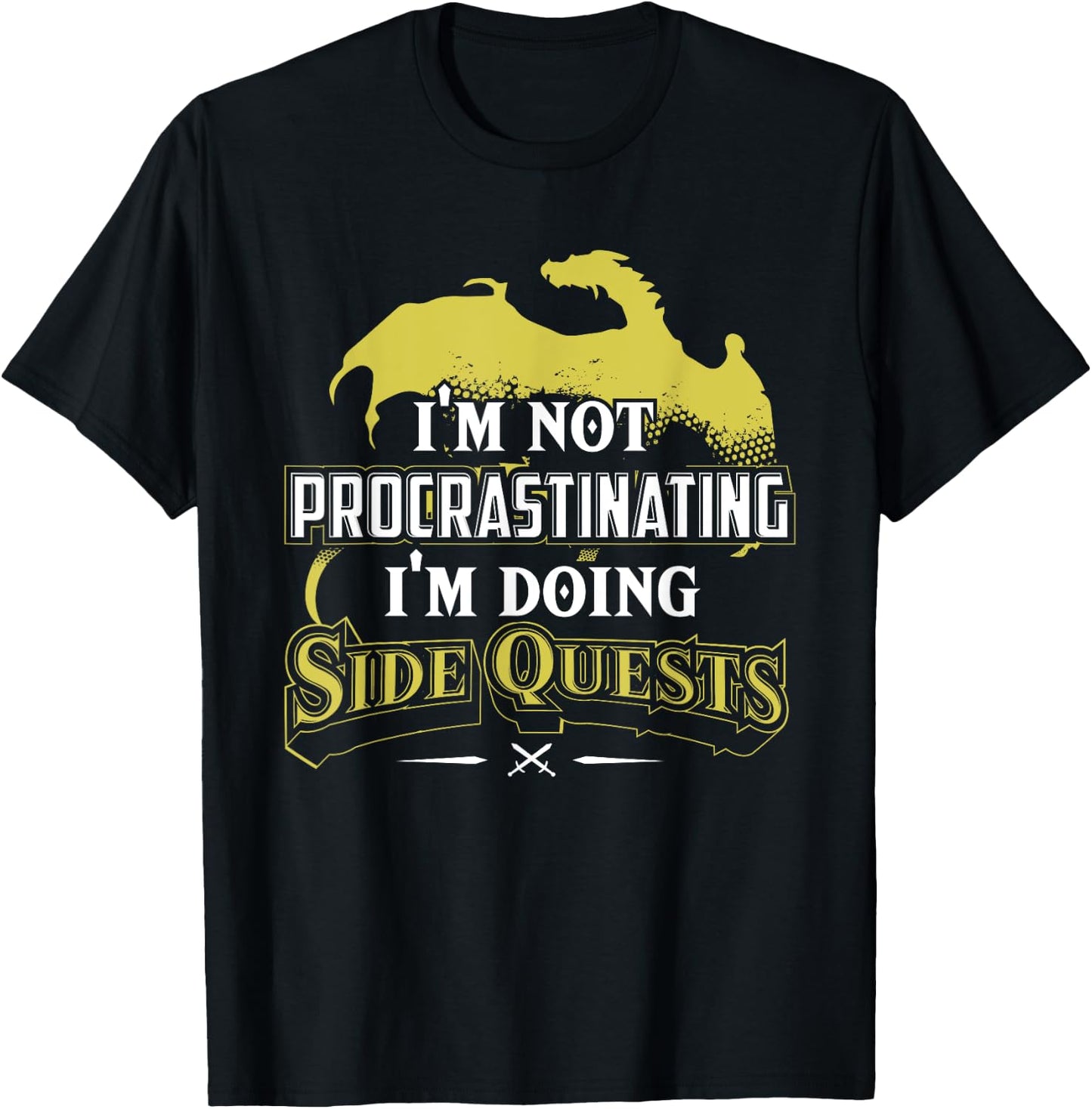 RPG Gamer : I'm Doing Side Quests - Casual , Short Sleeve, Adult Polyester (Black) T-Shirt - T-Shirt | Black