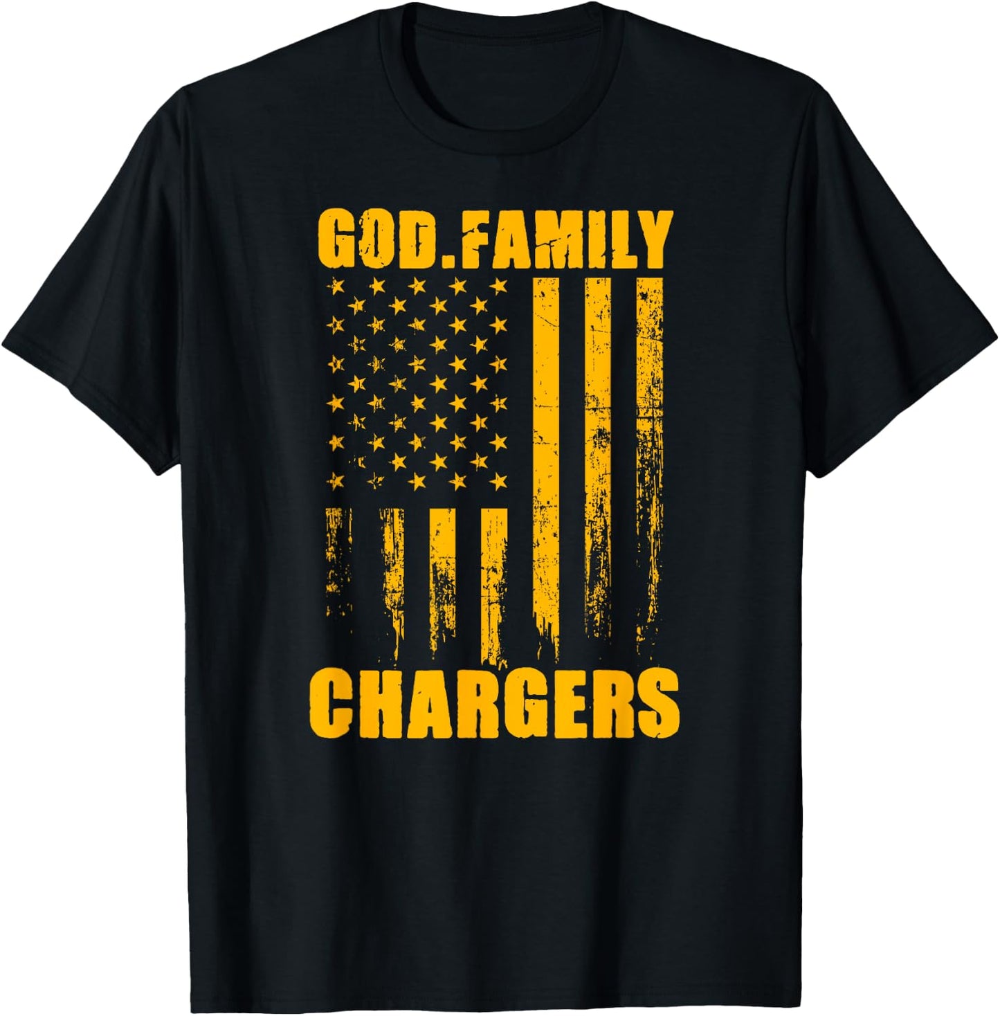 Midway Chargers God. Family. Vintage USA Flag T-Shirt - T-Shirt | Black