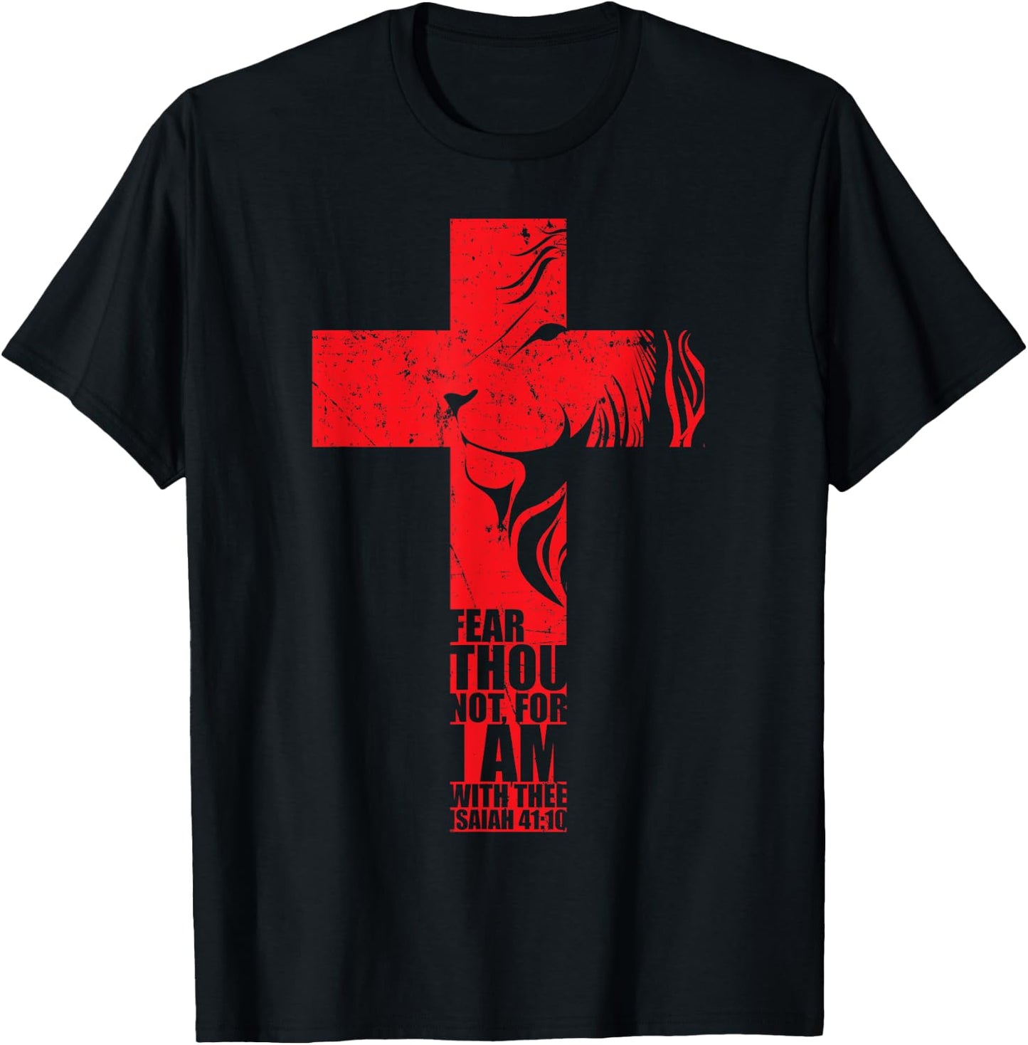 Isaiah 41:10 Christian Religious Verse Cross T Shirt Gifts T-Shirt - T-Shirt | Black