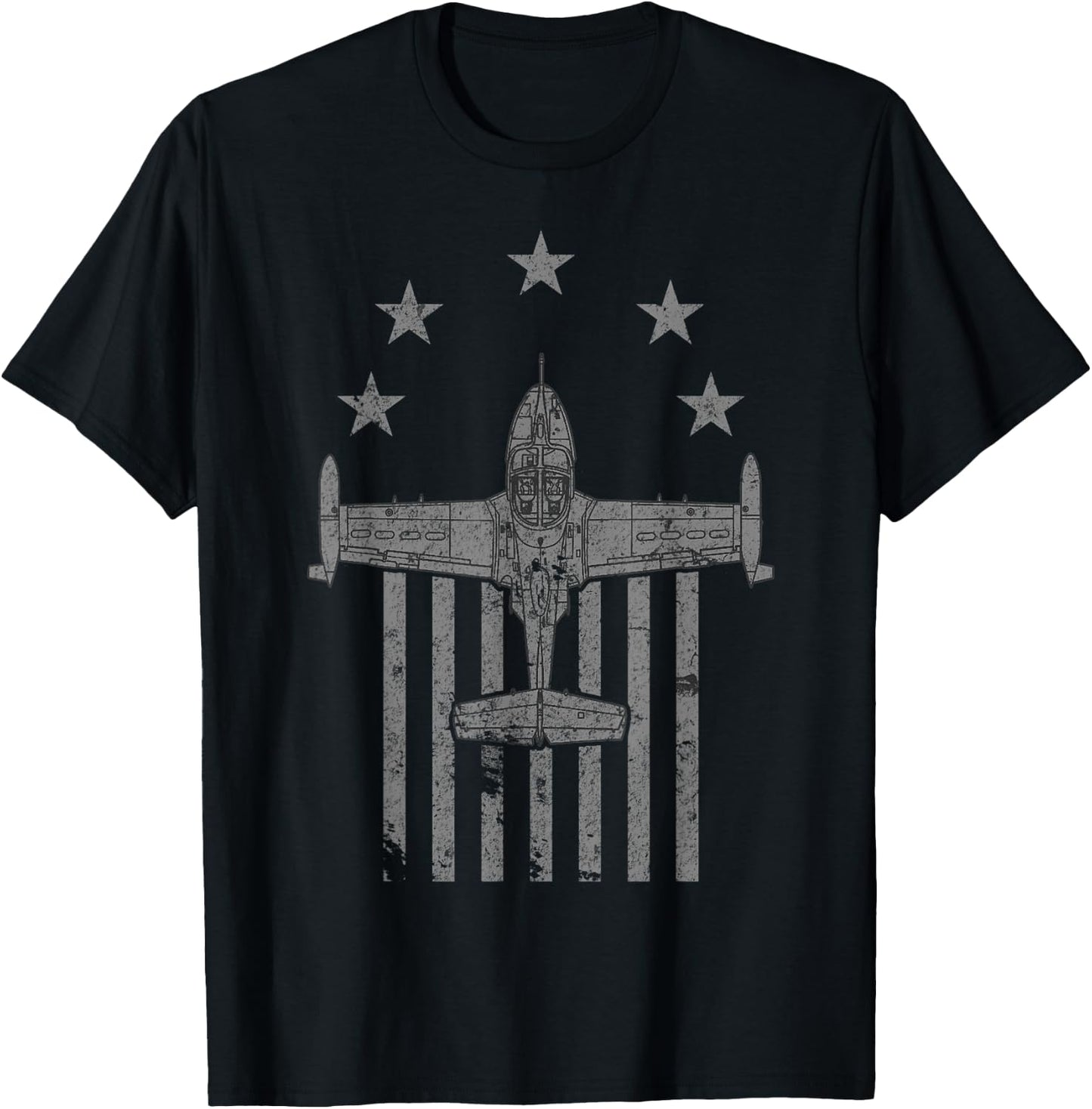A-37 Dragonfly Stars & Bars Vintage Jet Airplane T-Shirt - T-Shirt | Black