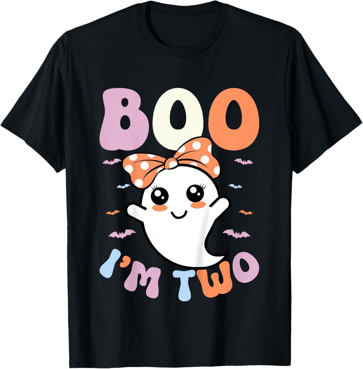 Kids Boo I'm Two Ghost 2nd Birthday Kids 2 Years Old Halloween T-Shirt - T-Shirt | Black