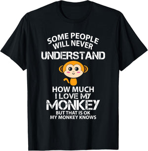 I Love My Monkey But That is Ok Animal Rrights Activist T-Shirt - T-Shirt | Black