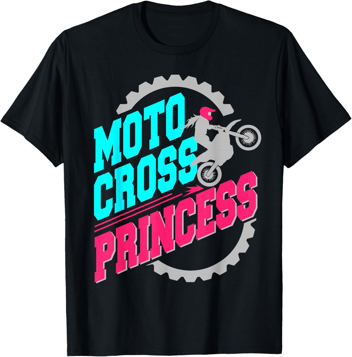 Motocross Princess Girls Women Dirt Bike Rider T-Shirt - T-Shirt | Black