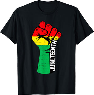 Power Fist Juneteenth 1865 Freedom African June 19th T-Shirt - T-Shirt | Black