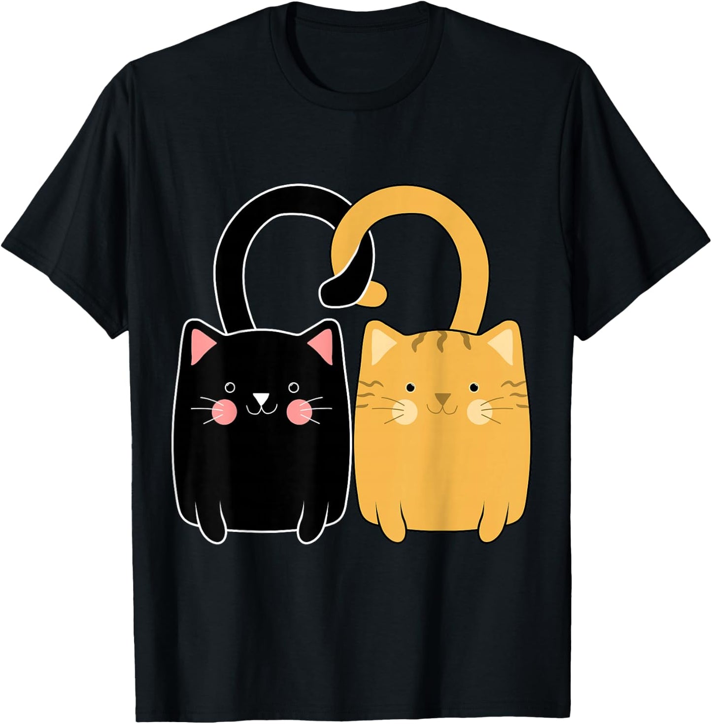 Black and Orange Cat Valentine Ginger Cat Valentine's Day T-Shirt - T-Shirt | Black