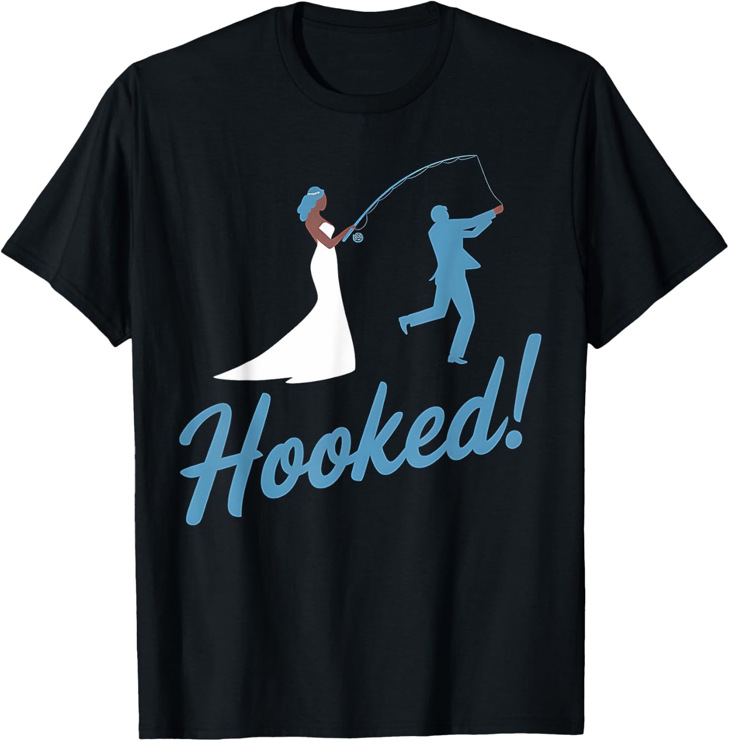 Fishing Wedding Groom Hooked Funny Marriage Gift T-Shirt - T-Shirt | Black