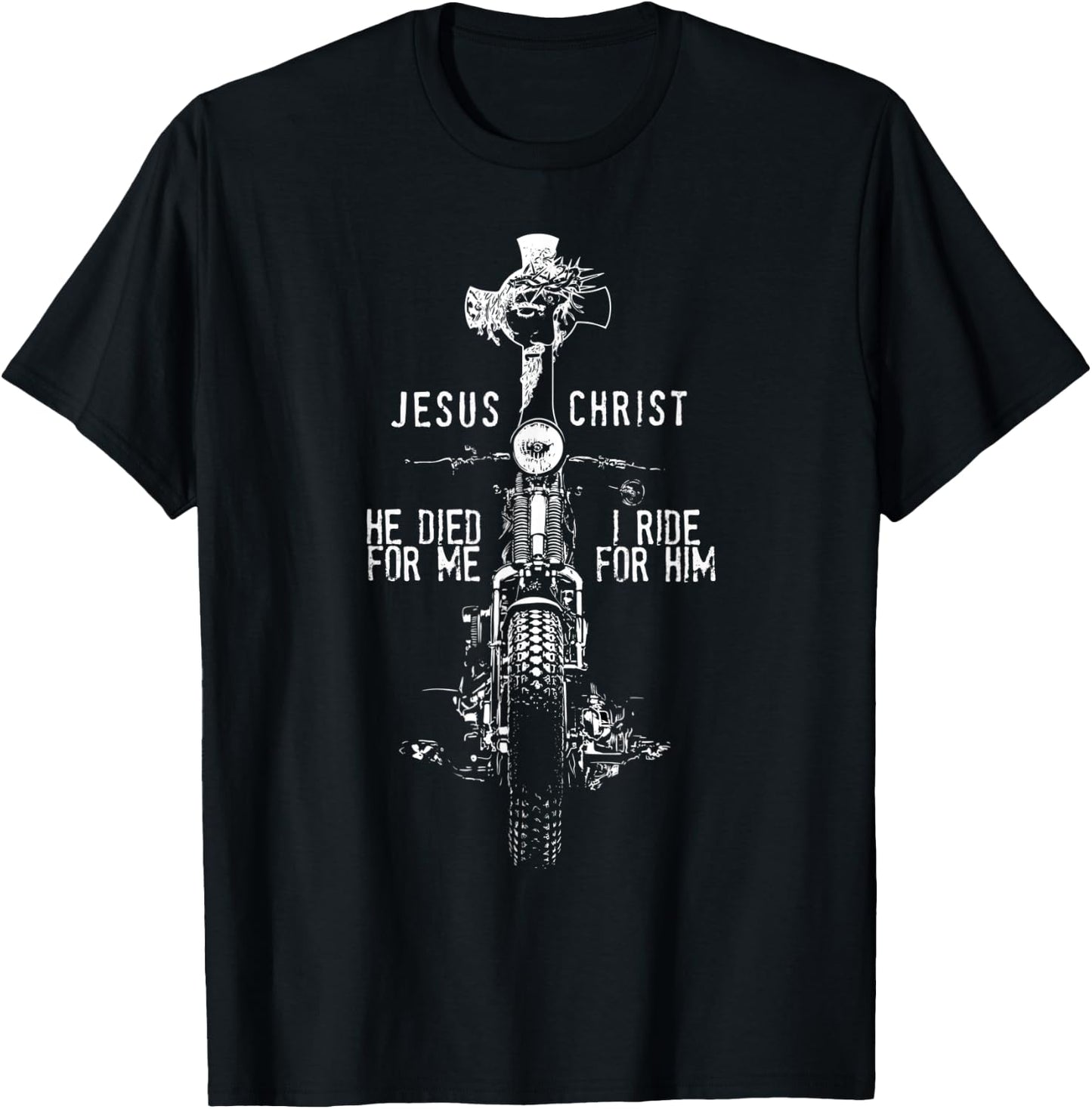 Jesus Christ Motorcycle I Died For Me I Ride Retro T-Shirt - T-Shirt | Black