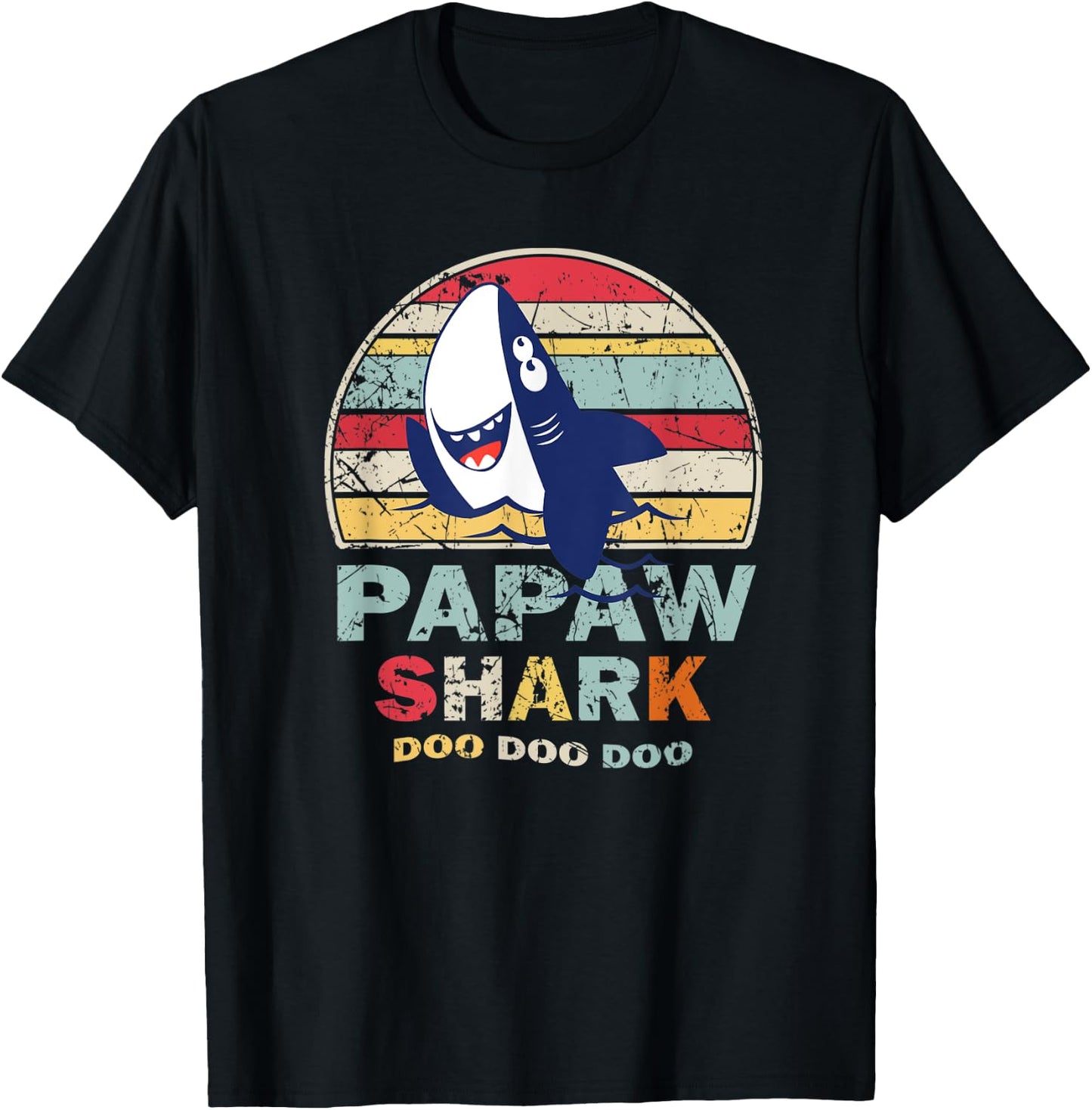 Vintage Papaw Shark Shirt Fathers Day Gift Women T-Shirt - T-Shirt | Black