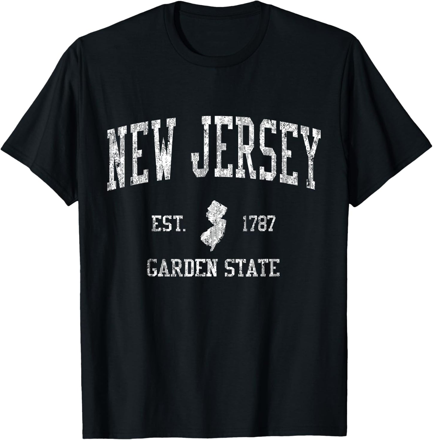 New Jersey Vintage Sports Design NJ T-Shirt - T-Shirt | Black