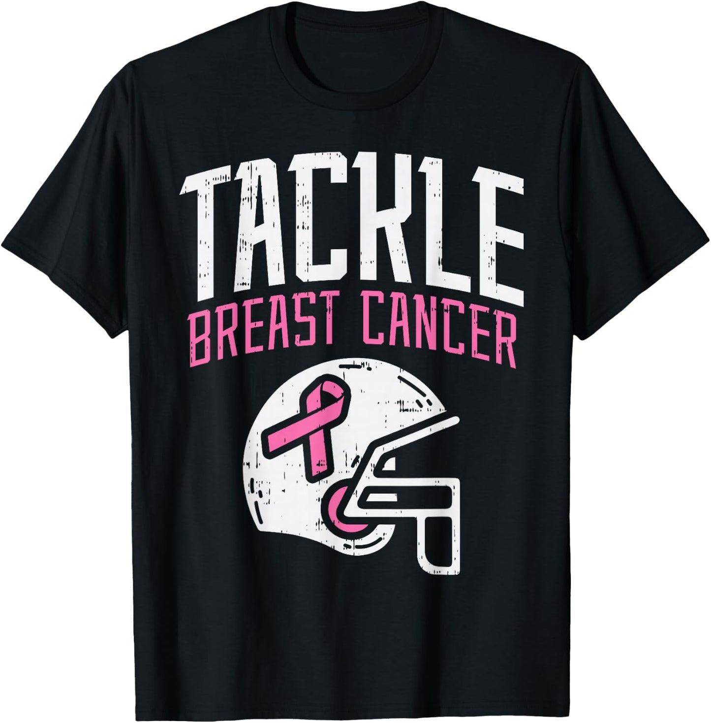 Tackle Breast Cancer Football Breast Cancer Awareness Gift T-Shirt - T-Shirt | Black