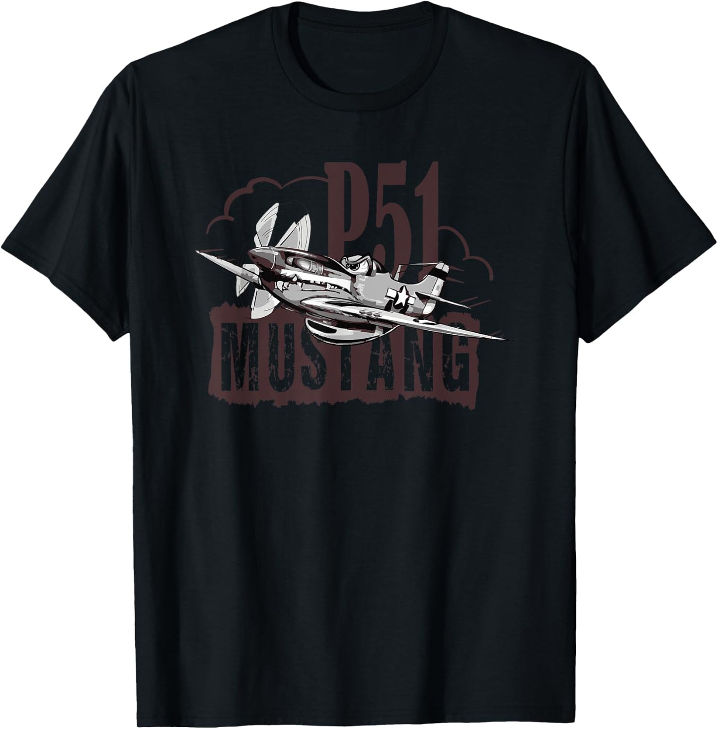 P51 Mustang T shirt WW2 Fighter T-Shirt - T-Shirt | Black