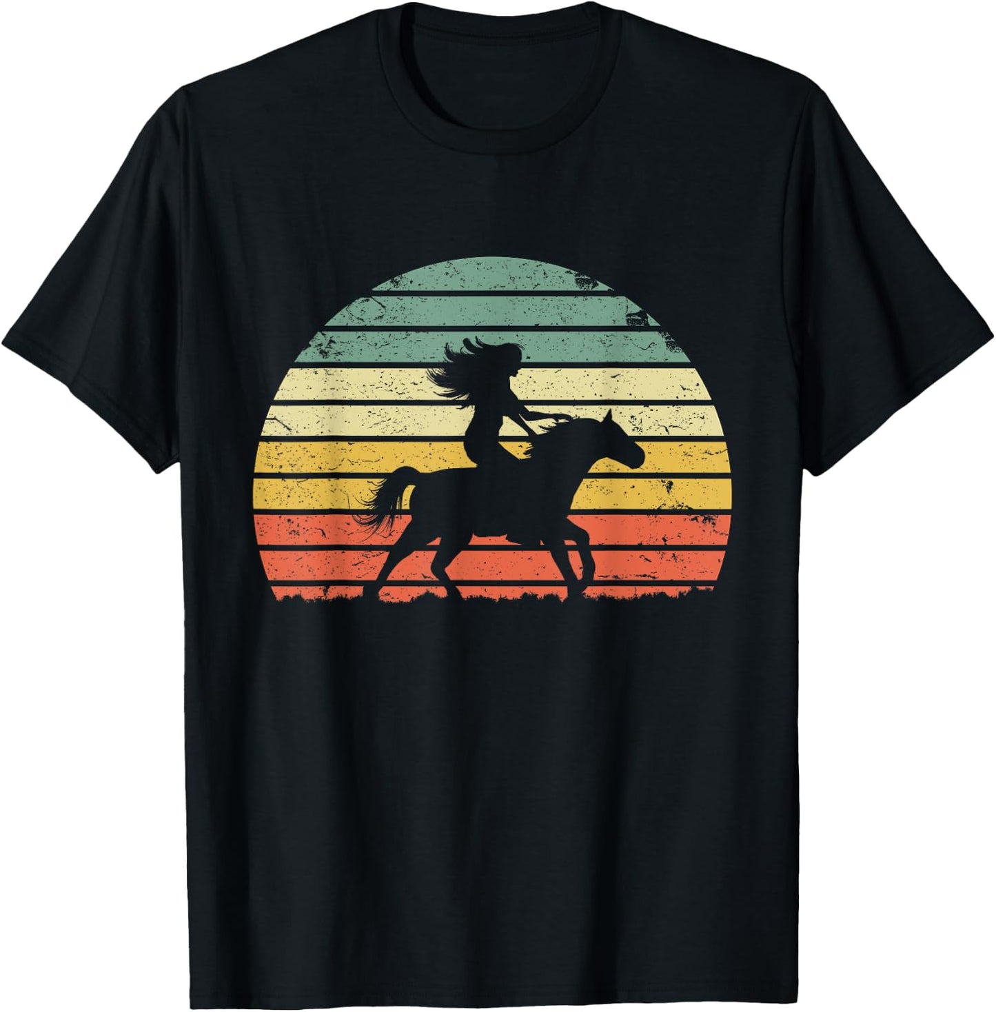 Girl Horse Riding Shirt Vintage Cowgirl Texas Ranch T-Shirt - T-Shirt | Black