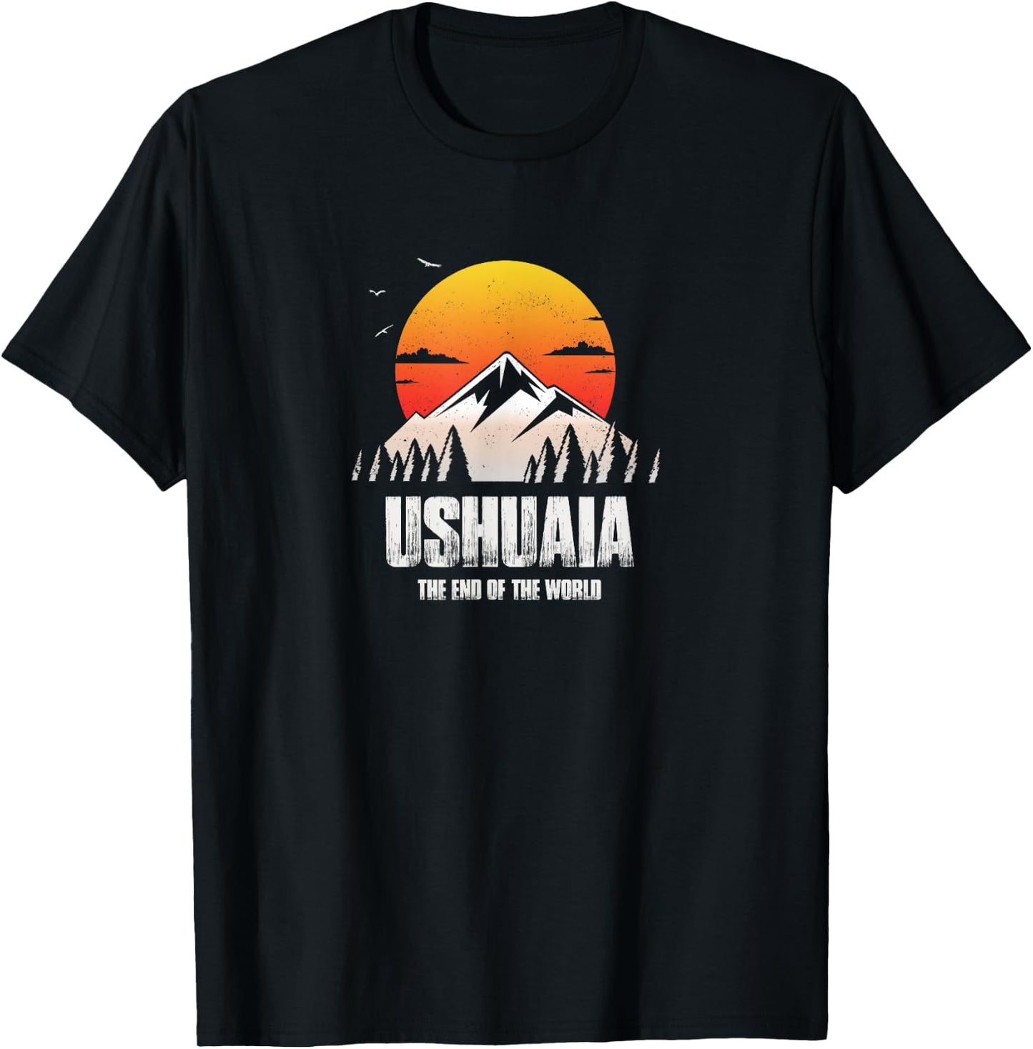 Ushuaia Men's Retro Ushuaia-themed , Black, Small T-Shirt - T-Shirt | Black