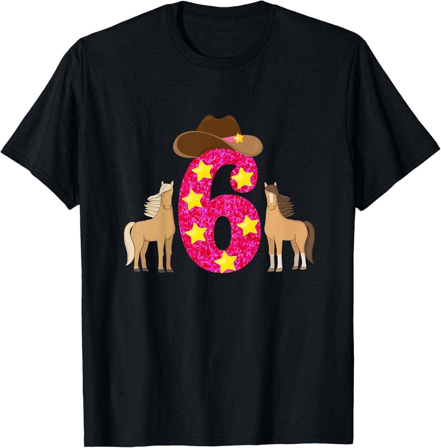 6 Year Old Cowgirl Birthday T-Shirt - T-Shirt | Black