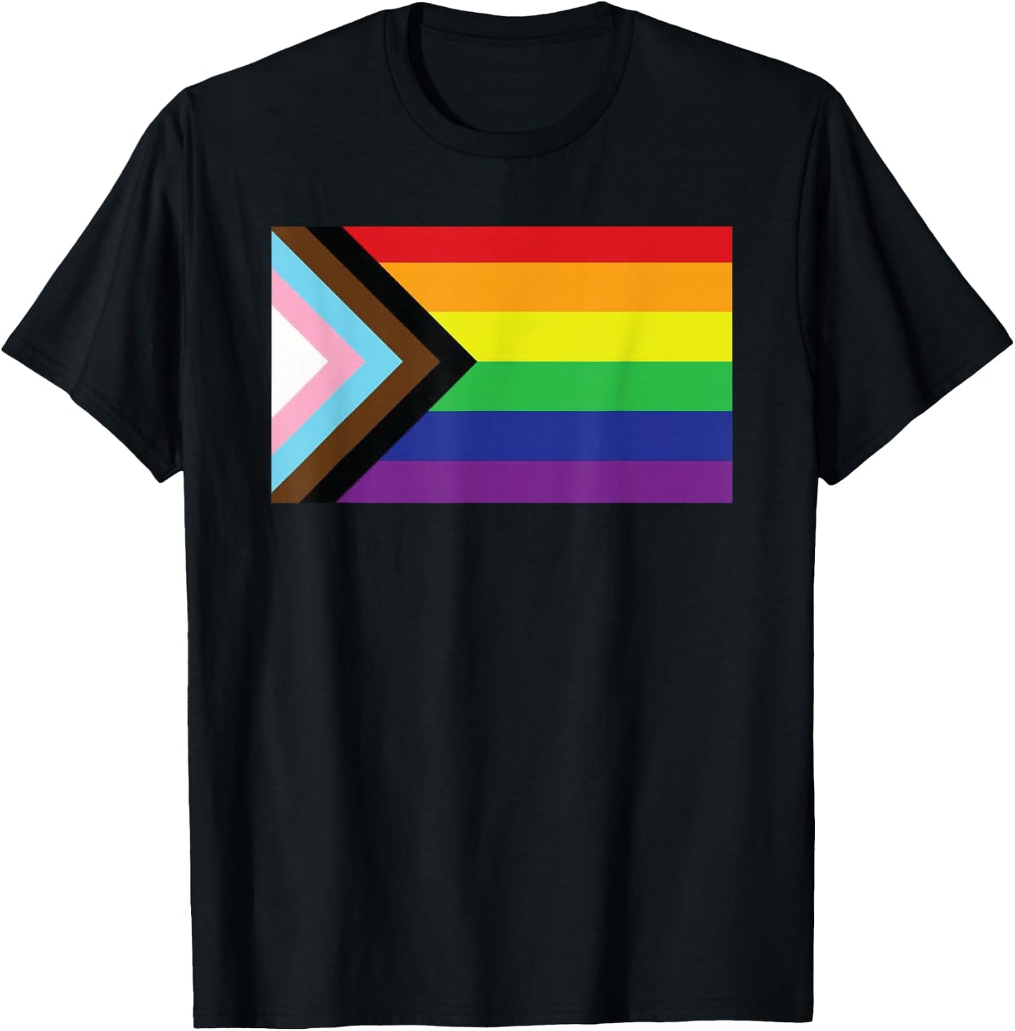 Progress Pride Flag T-Shirt - T-Shirt | Black