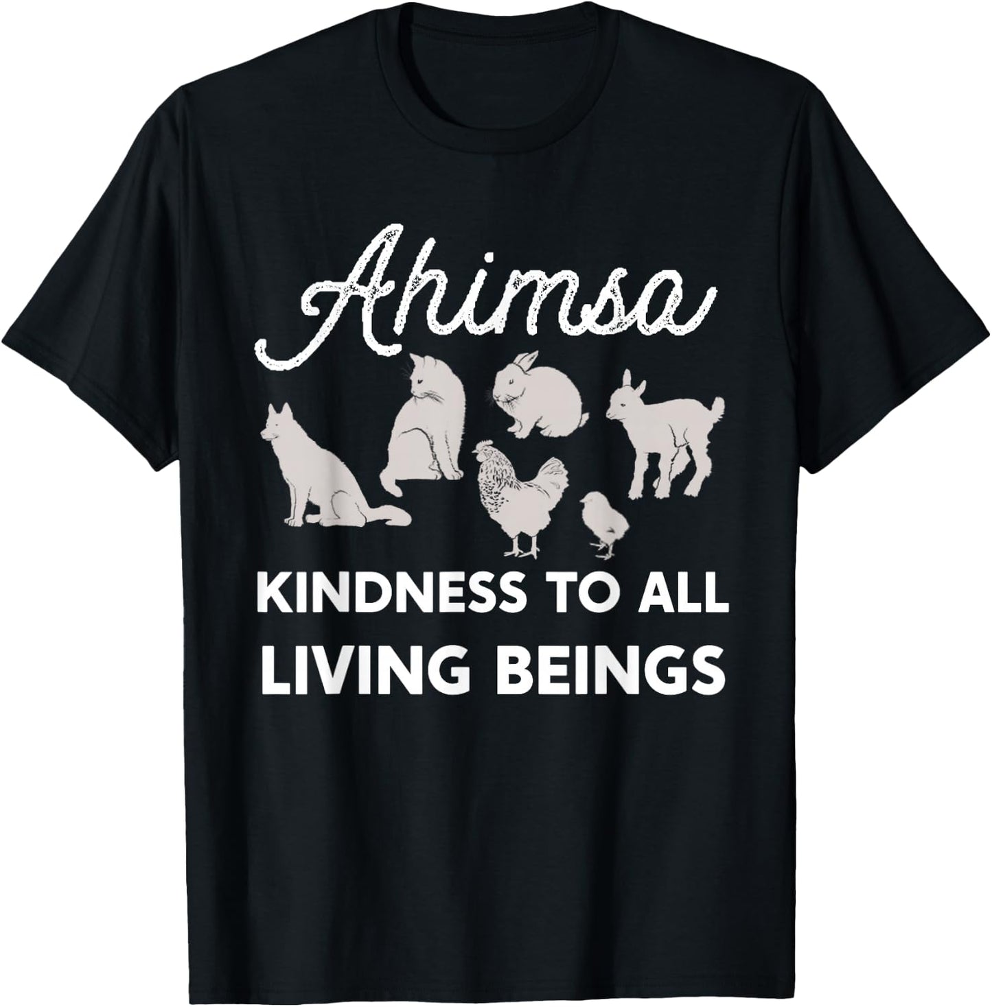 Ahimsa Vegan Shirt Ahimsa Kindness to All Living Beings T-Shirt - T-Shirt | Black