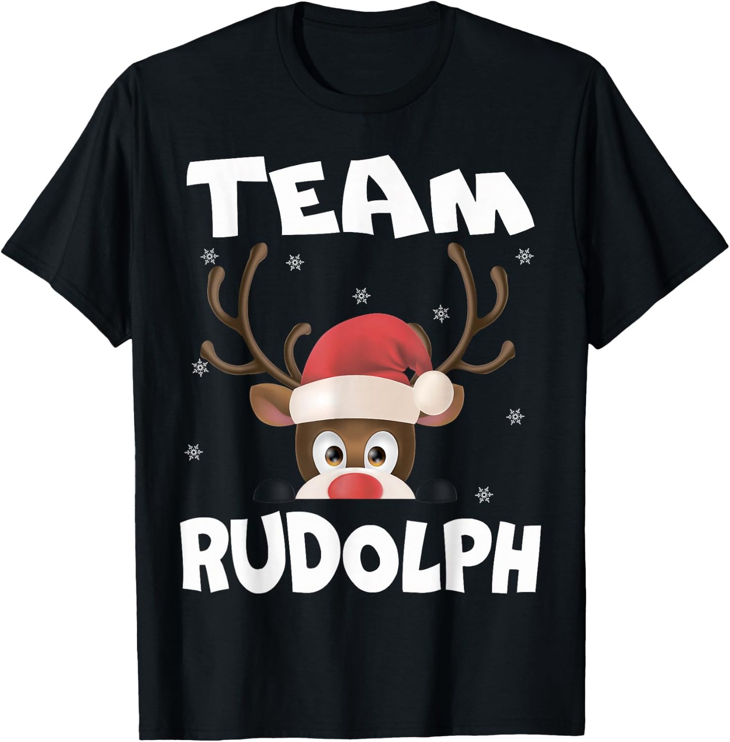 Team Rudolph Funny Xmas Reindeer Deer Lover Gift Design T-Shirt - T-Shirt | Black
