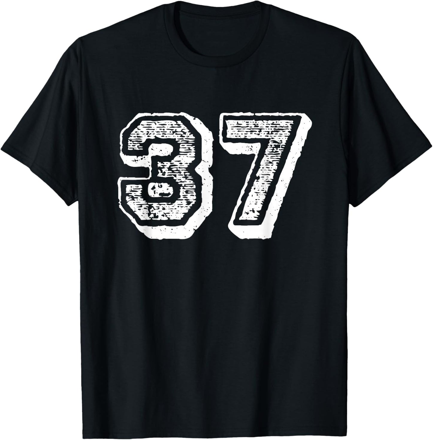 Number 37 Sports Jersey Player #37 Fan Front Print Vintage T-Shirt - T-Shirt | Black