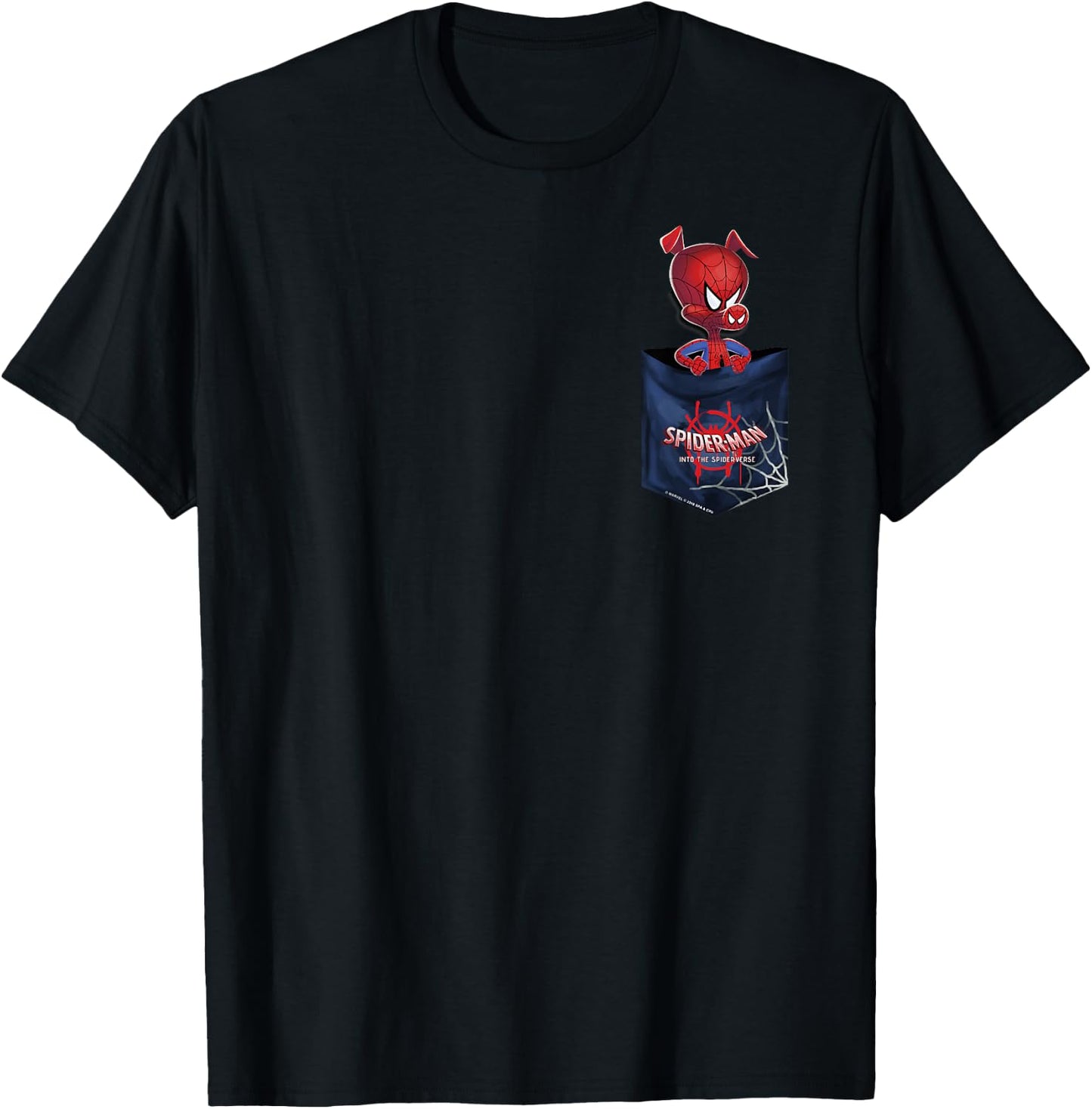 Marvel Spider-Man Spiderverse Spider-Ham Pocket T-Shirt - T-Shirt | Black
