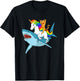 Cat Riding Unicorn Riding Shark Design T-Shirt - T-Shirt | Black