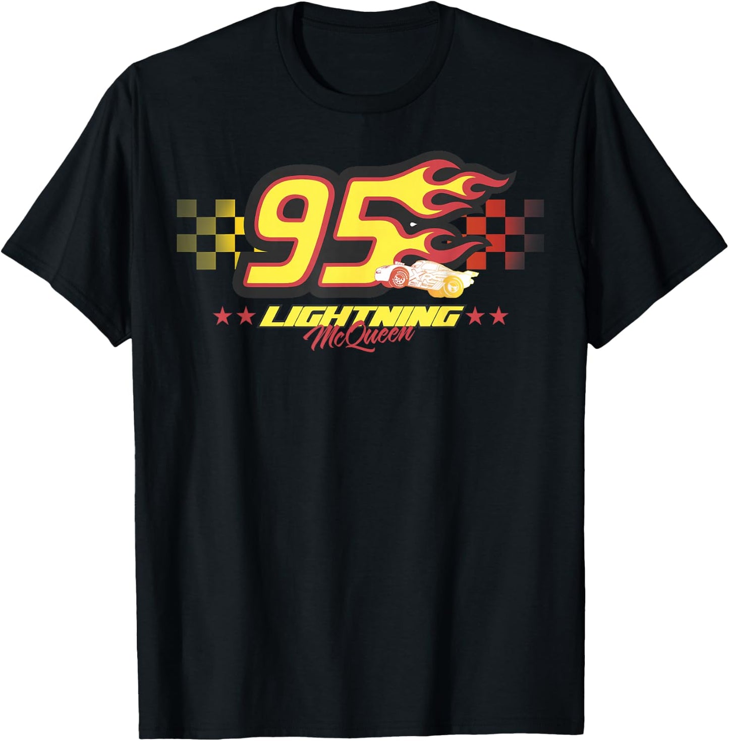 Disney Pixar Cars Lightning McQueen 95 Flame Graphic T-Shirt - T-Shirt | Black