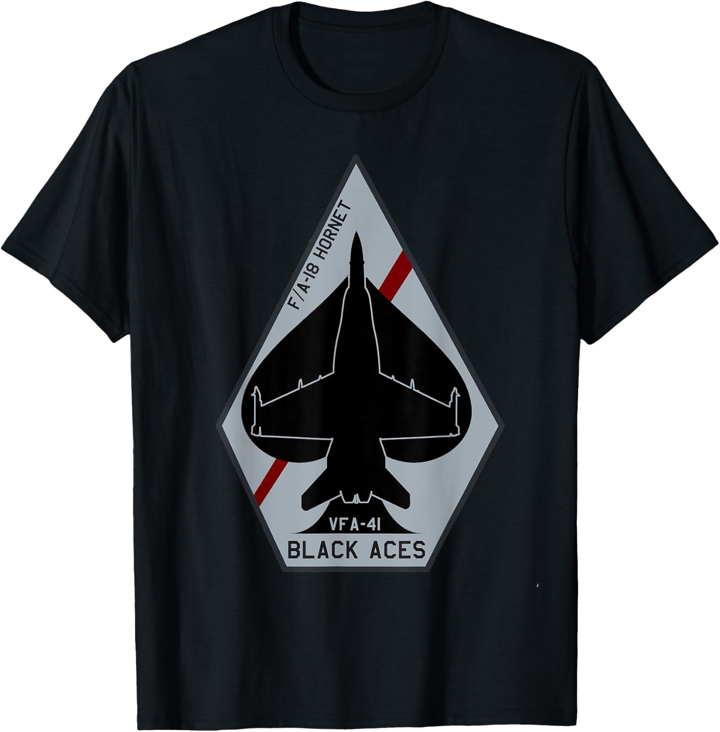 VFA-41 Black Aces F-18 Hornet Jet Fighter Airplane T-Shirt - T-Shirt | Black