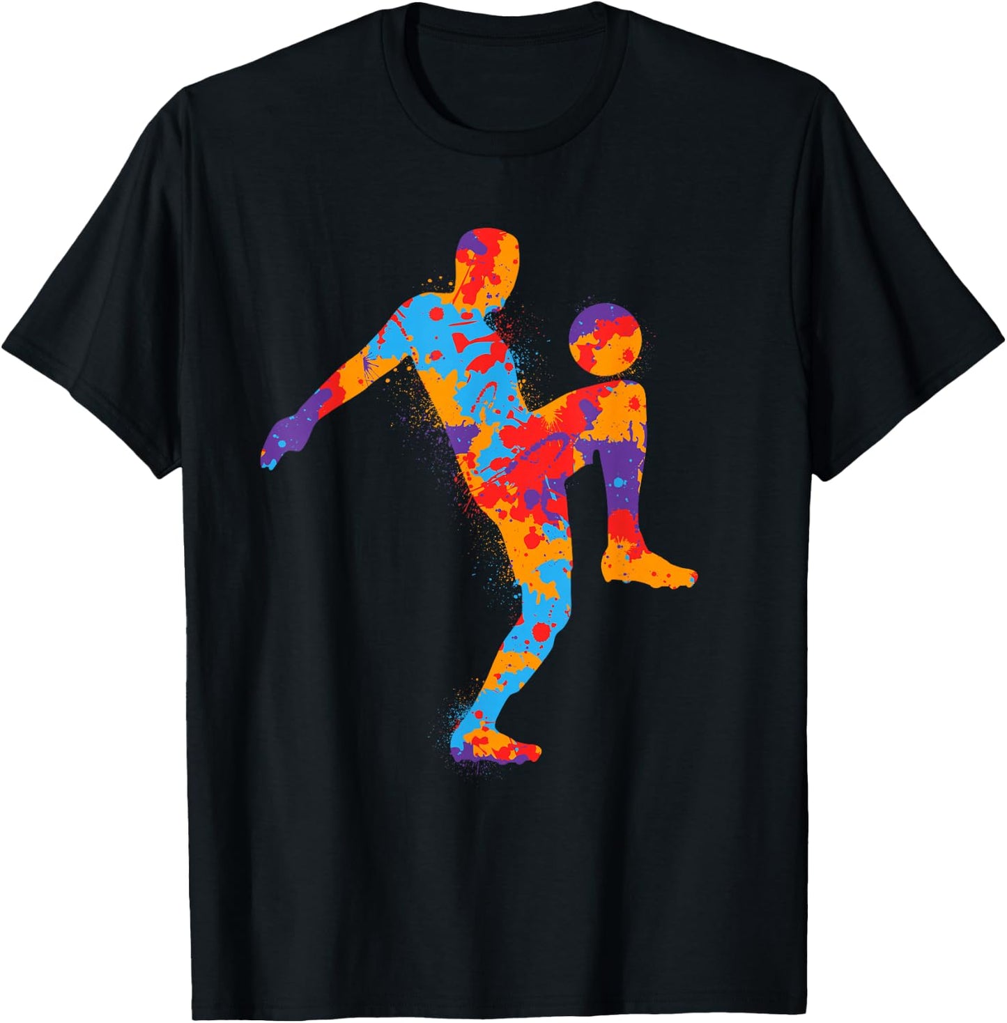 Colorful Soccer Player Sports Boys Kids Men Soccer T-Shirt - T-Shirt | Black