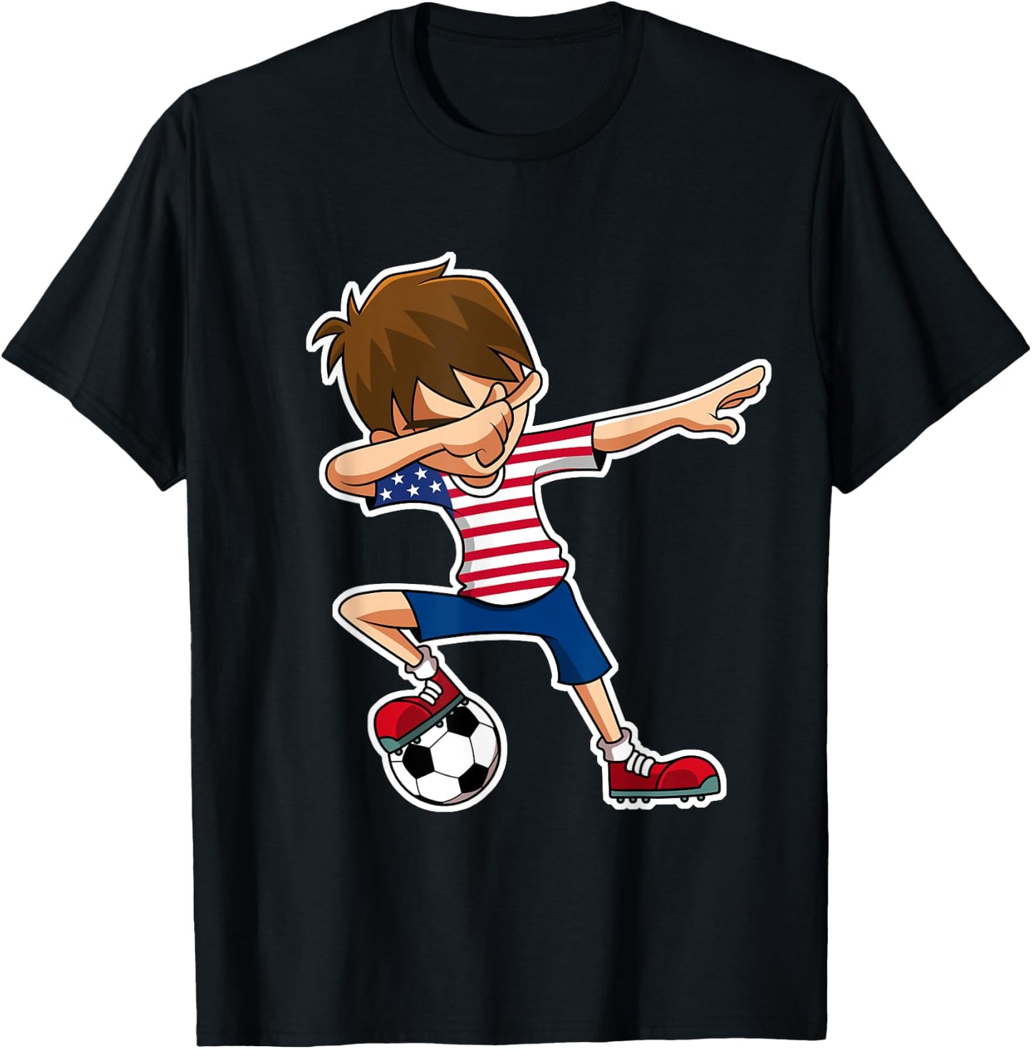 Dabbing Soccer Boy USA Shirt United States Boys Youth T-Shirt - T-Shirt | Black