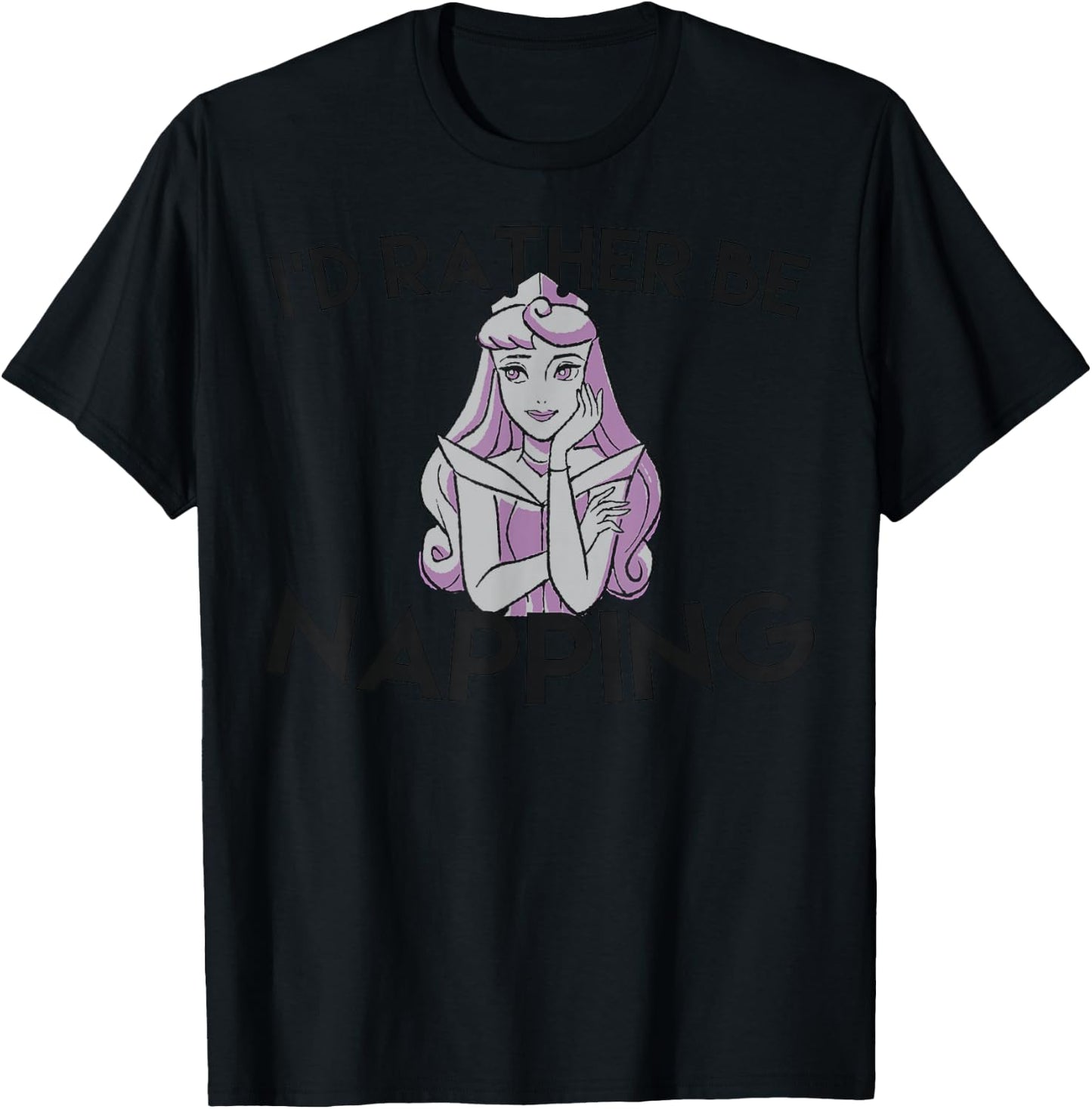 Disney Sleeping Beauty Aurora I'd Rather Be Napping Logo T-Shirt - T-Shirt | Black