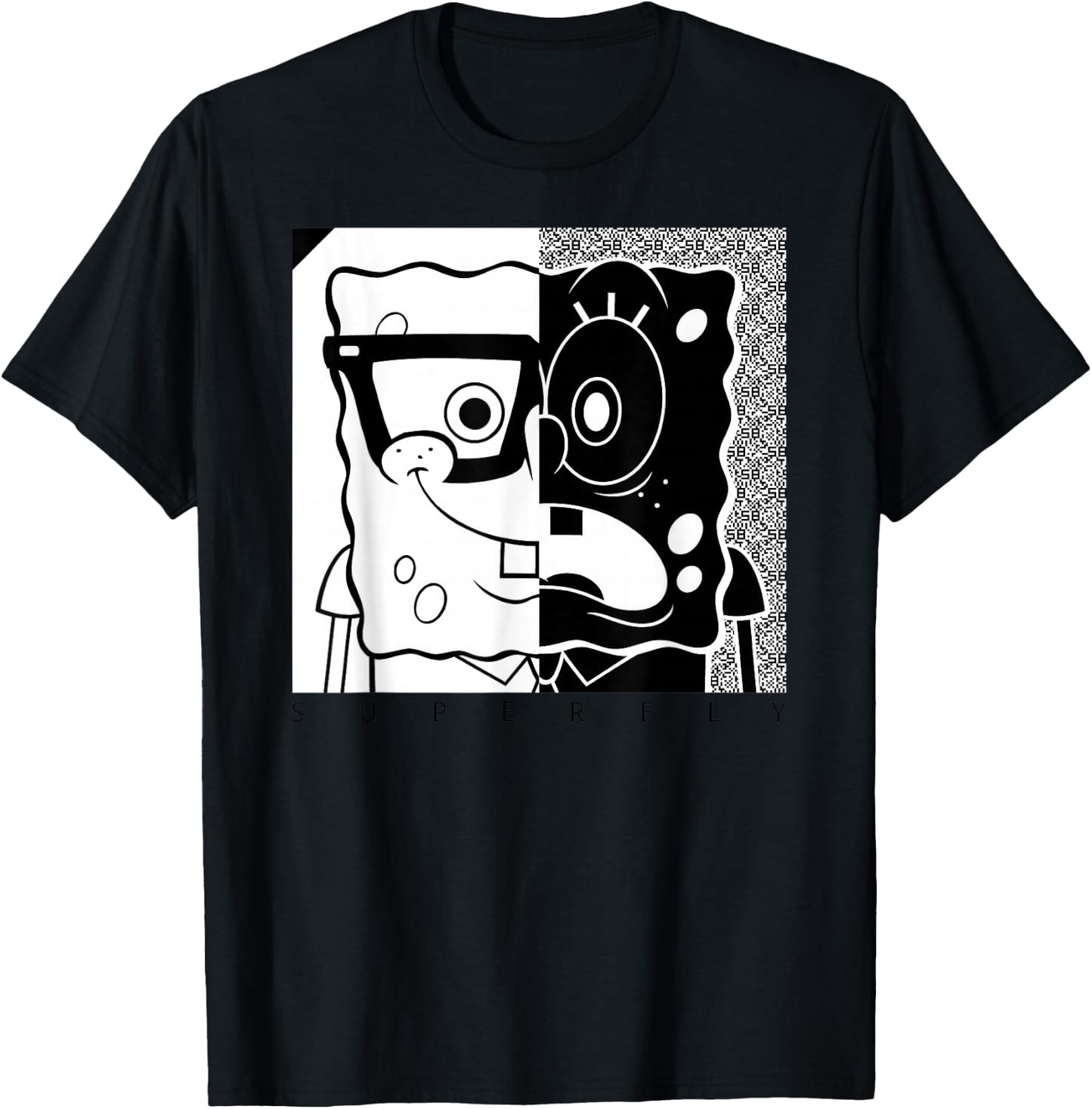 SpongeBob SquarePants - Superfly black and white T-Shirt - T-Shirt | Black