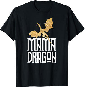 Mama Dragon Christmas Matching Family Tribe Mom Wife T-Shirt - T-Shirt | Black