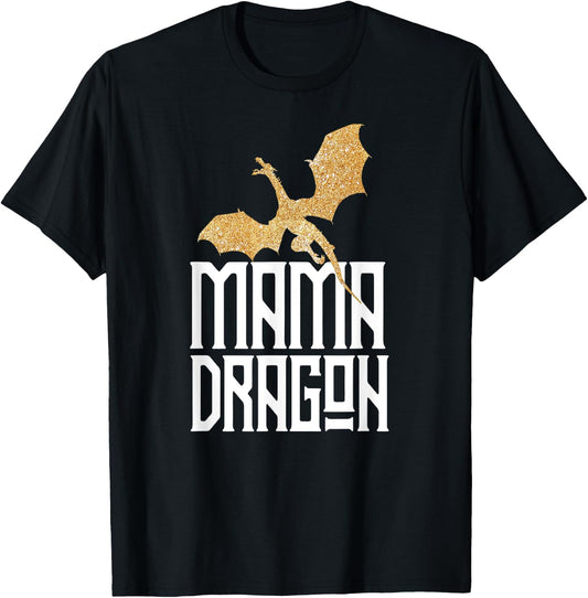 Mama Dragon Christmas Matching Family Tribe Mom Wife T-Shirt - T-Shirt | Black