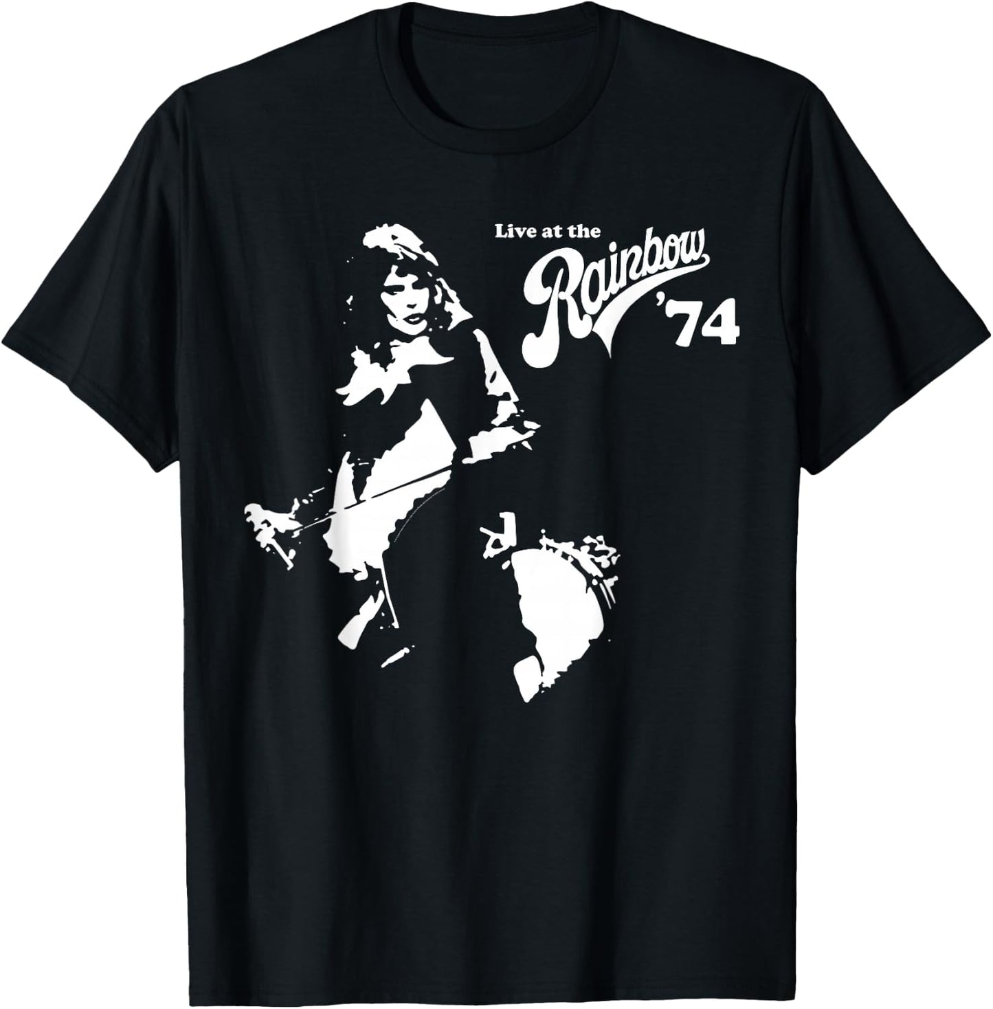 Queen Official Live at The Rainbow 74 Freddie T-Shirt - T-Shirt | Black