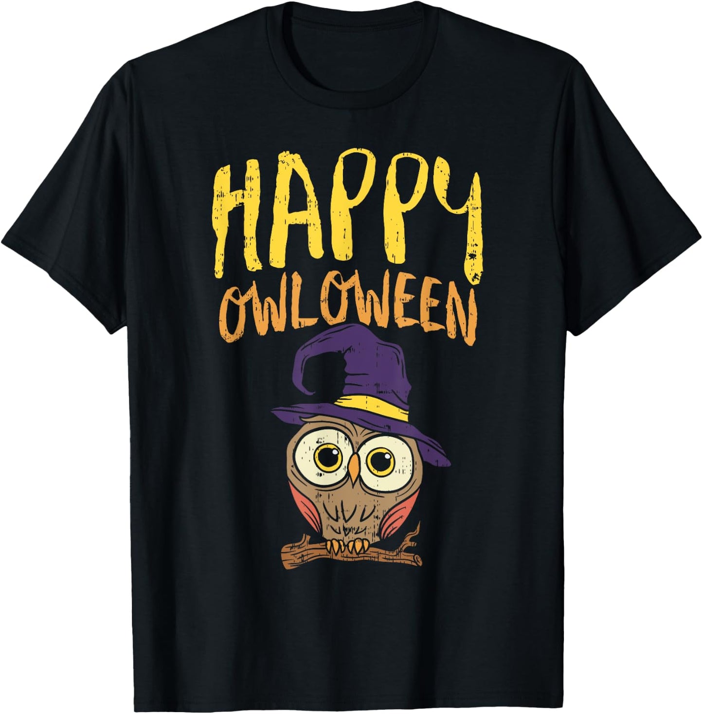 Funny Halloween Shirt Happy Owloween Owl Lover Bird Costume T-Shirt - T-Shirt | Black