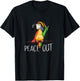 Peace Out Funky Cool Bird Drawing Chilling Reggae Parrot T-Shirt - T-Shirt | Black
