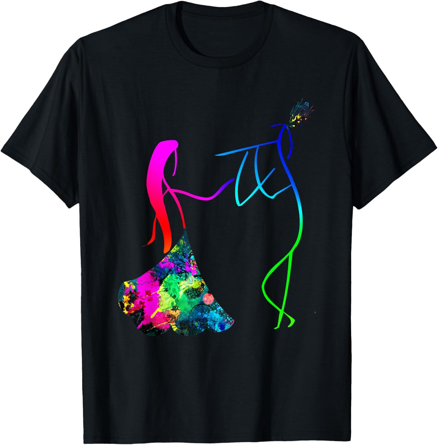 Multi Colored Radha And Krishna T Shirt. T-Shirt - T-Shirt | Black