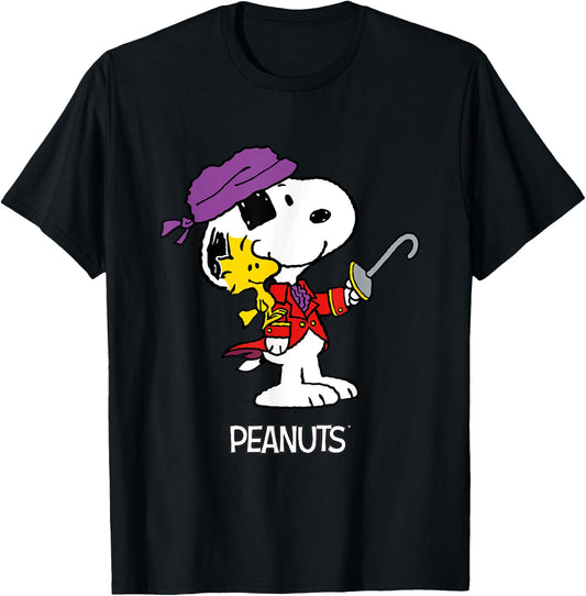 Peanuts Halloween Pirate Snoopy & Woodstock T-Shirt - T-Shirt | Black