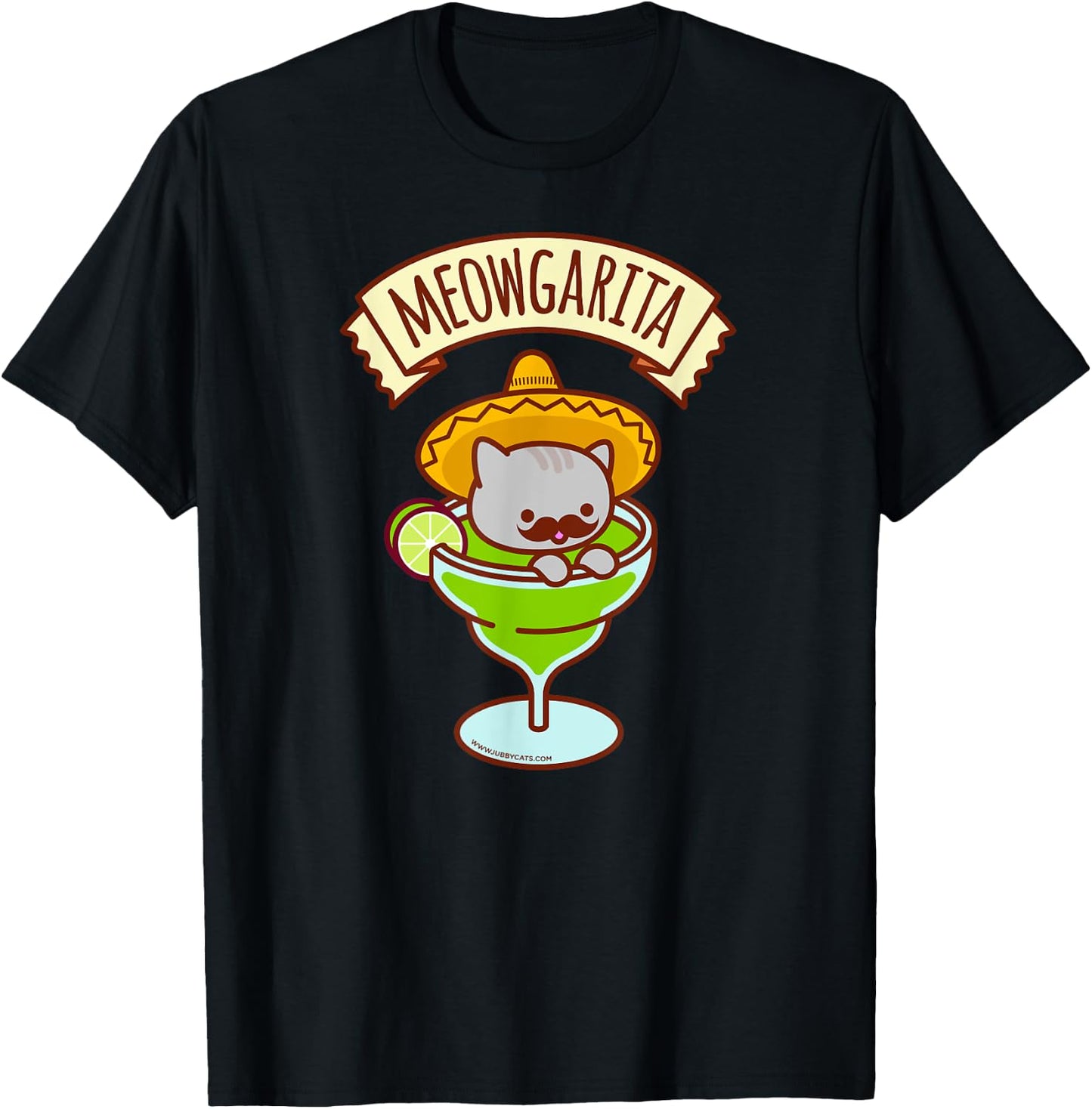 Funny Cat - MEOWGARITA - Mustache, Sombrero, Summer T-Shirt - T-Shirt | Black