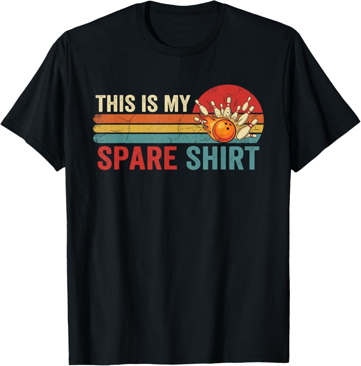 This is My Spare Shirt Funny Bowling Retro Cool Design T-Shirt - T-Shirt | Black