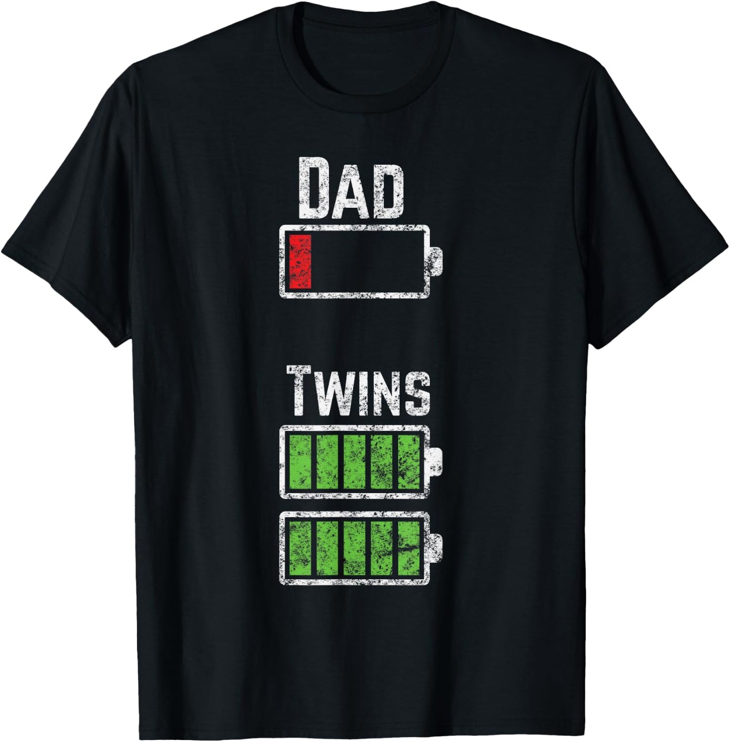 Funny Dad Twins Battery Charge Meme - Great Gift Dads T-Shirt - T-Shirt | Black